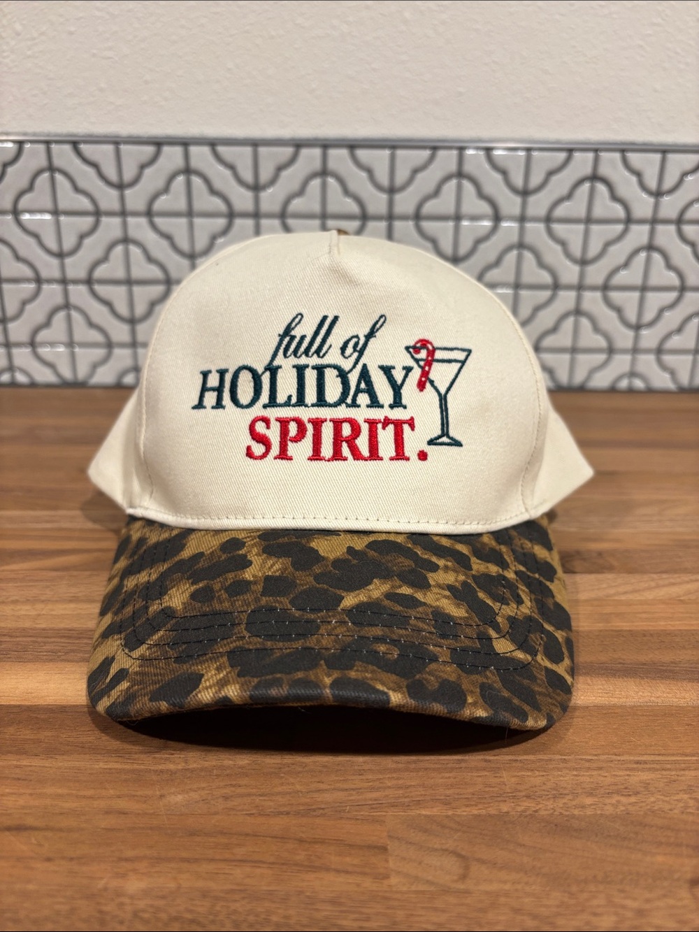 Full of Holiday Spirit Cream & Leopard Print Cap